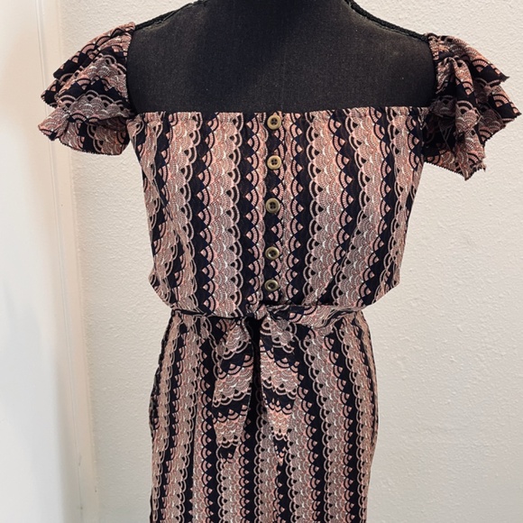 CLEOBELLA 2 pc handmade India maxi dress Blush/brown/black print Orig 328 - Picture 9 of 11